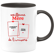 Mug Meilleure Mère de l'univers - Mug personnalisé avec 2 photos famille
