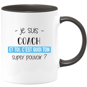 quotedazur - Mug Je Suis Coach Et Toi C'est Quoi Ton Super Pouvoir - Cadeau Humour Travail - Idée Cadeau Départ Collègue - Tasse Chef Coach - Idéal Pour Noël Au Bureau