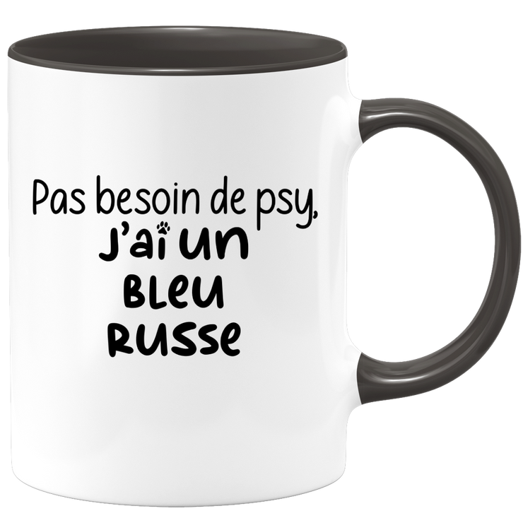 quotedazur - Mug Pas Besoin De Psy J'ai Un Bleu Russe - Cadeau Humour Chat - Tasse Originale Animaux Cadeau Noël Anniversaire
