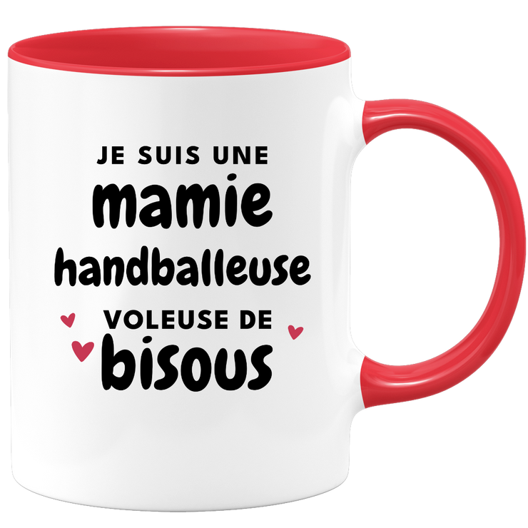 quotedazur - Mug Je Suis Une Mamie Handballeuse Voleuse De Bisous - Cadeau Fête Des Grand Mères Original - Idée Cadeau Pour Anniversaire Mémé Handball - Cadeau Future Mamy Naissance