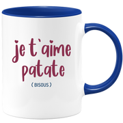 quotedazur - Mug Je T'aime Patate Bisous - Idée Cadeau Couple Amour Femme ou Homme Pour La Saint Valentin, Anniversaire Ou Noël