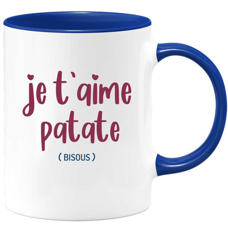 quotedazur - Mug Je T'aime Patate Bisous - Idée Cadeau Couple Amour Femme ou Homme Pour La Saint Valentin, Anniversaire Ou Noël