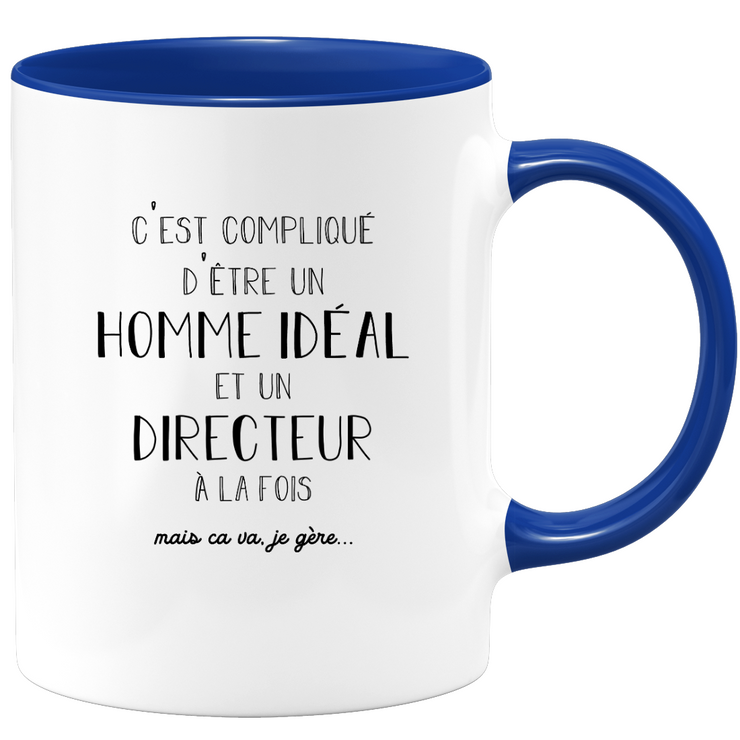 quotedazur - Mug C'est Compliqué D'Être Un Homme Idéal Et Un Directeur A La Fois - Cadeau Départ Homme, Femme, Chef, Stagiaire, Départ Retraite - Idée Cadeau Original, Humour, Drôle, Rigolo