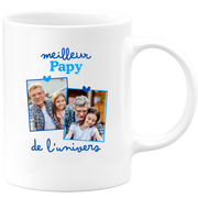 Mug Meilleur papy de l'univers - Mug personnalisé avec 2 photos famille
