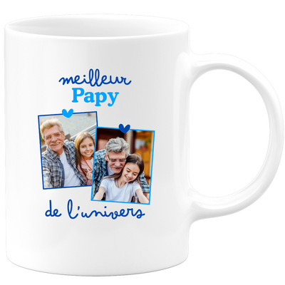 Mug Meilleur papy de l'univers - Mug personnalisé avec 2 photos famille