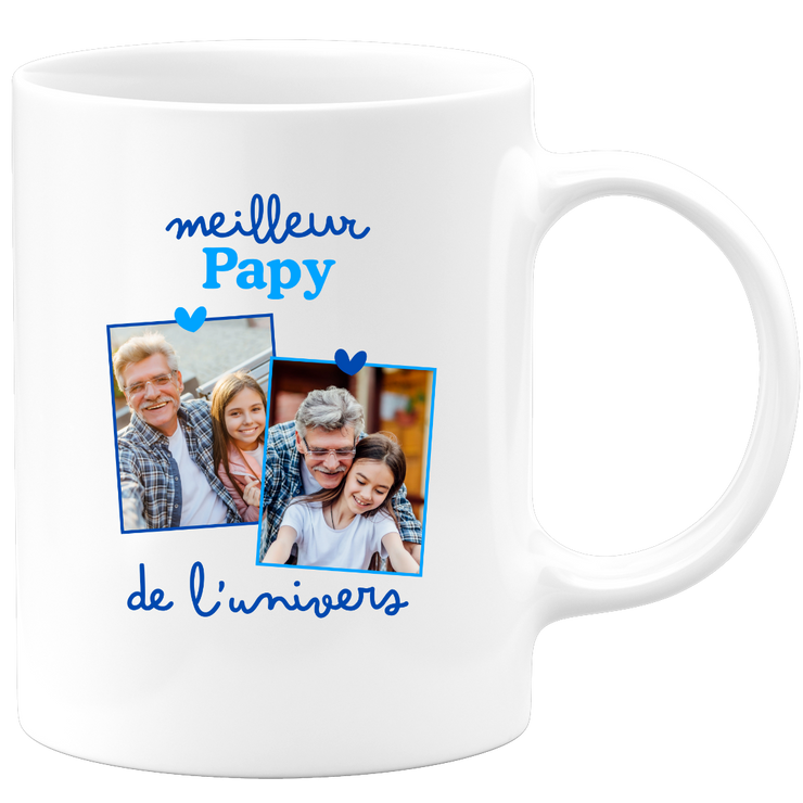 Mug Meilleur papy de l'univers - Mug personnalisé avec 2 photos famille