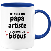 quotedazur - Mug Je Suis Un Papa Artiste Voleur De Bisous - Cadeau Fête Des Pères Original - Idée Cadeau Pour Anniversaire Papa - Cadeau Pour Futur Papa Naissance