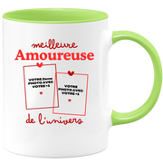 Mug Meilleure Amoureuse de l'univers - Mug personnalisé avec 2 photos couple