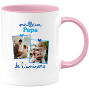 Mug Meilleur papa de l'univers - Mug personnalisé avec 2 photos famille