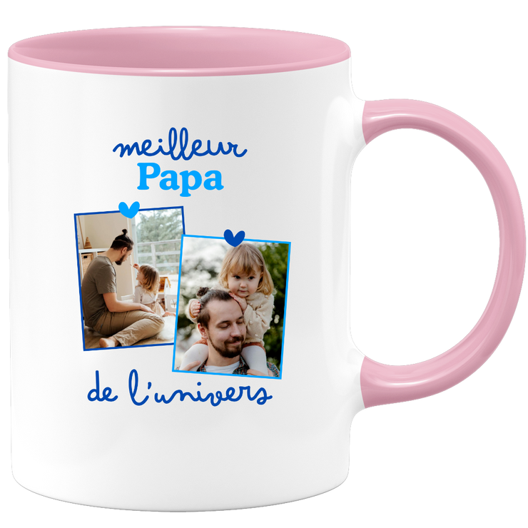 Mug Meilleur papa de l'univers - Mug personnalisé avec 2 photos famille