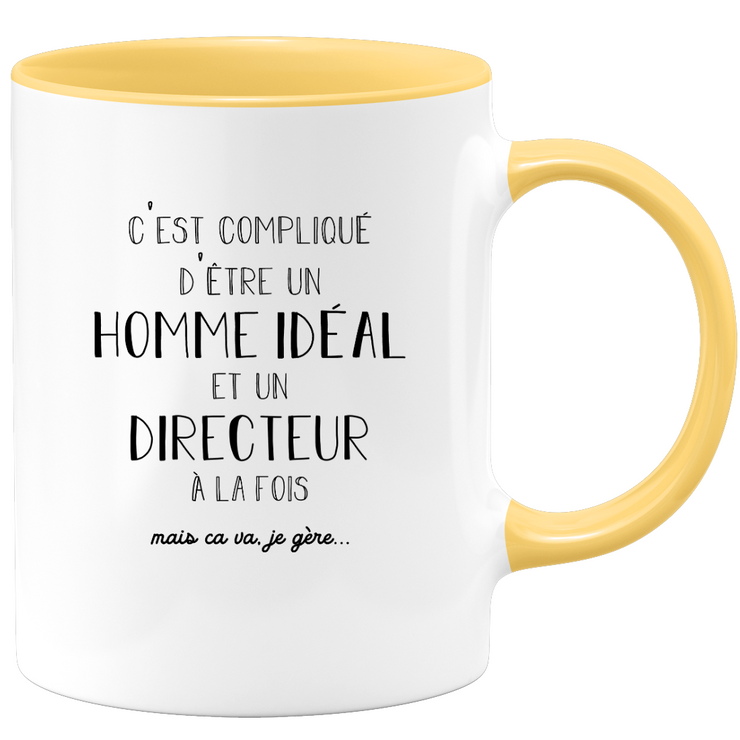 quotedazur - Mug C'est Compliqué D'Être Un Homme Idéal Et Un Directeur A La Fois - Cadeau Départ Homme, Femme, Chef, Stagiaire, Départ Retraite - Idée Cadeau Original, Humour, Drôle, Rigolo