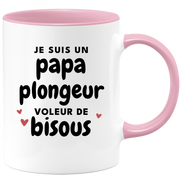 quotedazur - Mug Je Suis Un Papa Plongeur Voleur De Bisous - Cadeau Fête Des Pères Original - Idée Cadeau Pour Anniversaire Papa - Cadeau Pour Futur Papa Naissance
