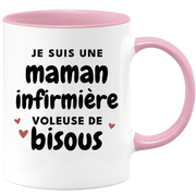 quotedazur - Mug Je Suis Une Maman Infirmière Voleuse De Bisous - Cadeau Fête Des Mères Original - Idée Cadeau Pour Anniversaire Maman - Cadeau Pour Future Maman Naissance