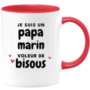 quotedazur - Mug Je Suis Un Papa Marin Voleur De Bisous - Cadeau Fête Des Pères Original - Idée Cadeau Pour Anniversaire Papa - Cadeau Pour Futur Papa Naissance