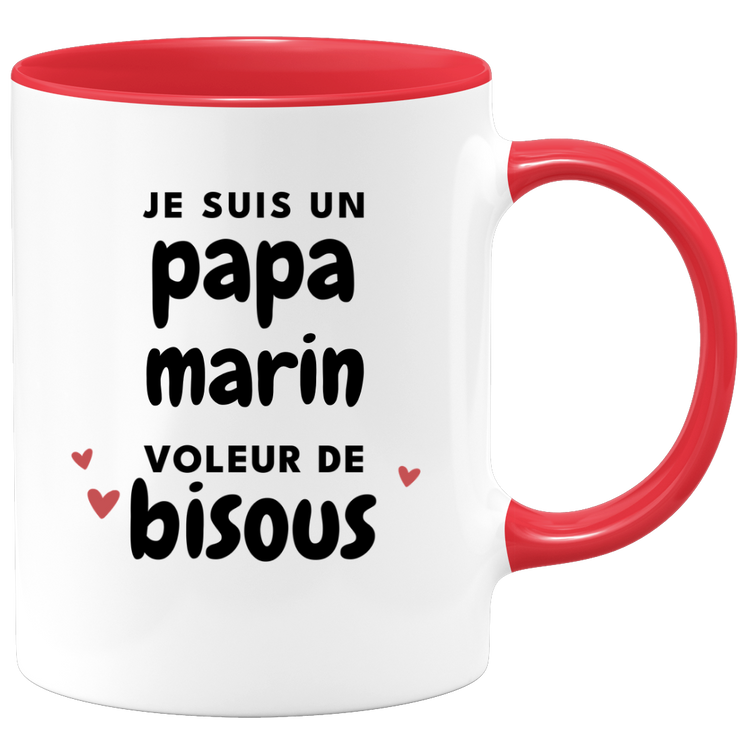 quotedazur - Mug Je Suis Un Papa Marin Voleur De Bisous - Cadeau Fête Des Pères Original - Idée Cadeau Pour Anniversaire Papa - Cadeau Pour Futur Papa Naissance