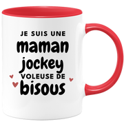 quotedazur - Mug Je Suis Une Maman Jockey Voleuse De Bisous - Cadeau Fête Des Mères Original - Idée Cadeau Pour Anniversaire Maman - Cadeau Pour Future Maman Naissance