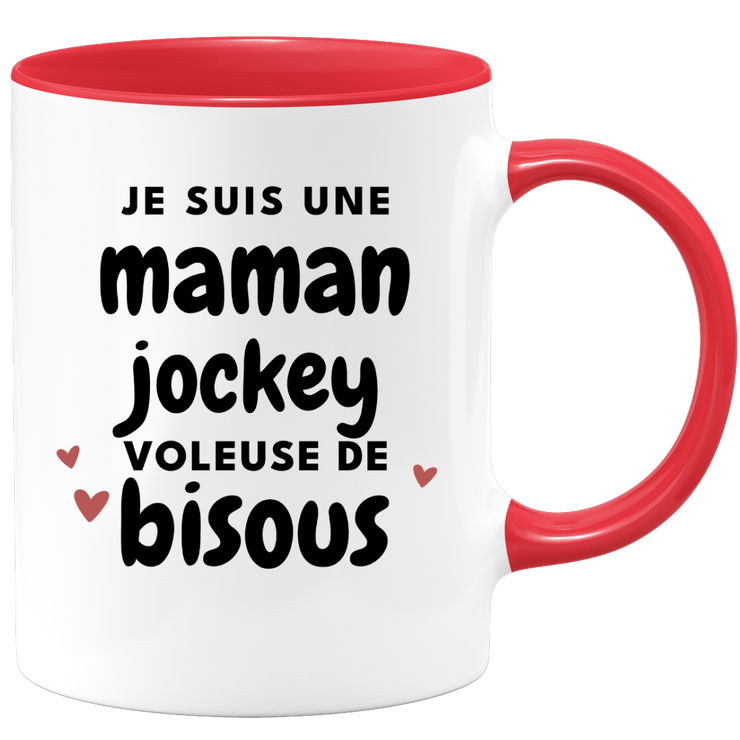 quotedazur - Mug Je Suis Une Maman Jockey Voleuse De Bisous - Cadeau Fête Des Mères Original - Idée Cadeau Pour Anniversaire Maman - Cadeau Pour Future Maman Naissance
