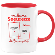 Mug Meilleure Soeurette de l'univers - Mug personnalisé avec 2 photos famille