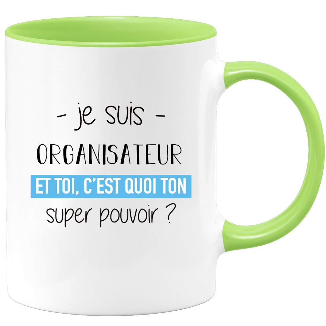 Mug Personnalisé Café-Croissant « Je Suis Éducateur Et Toi C’est Quoi Ton Super Pouvoir ? » – Tasse Cadeau Humoristique Travail