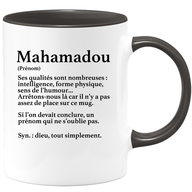 quotedazur - Mug Définition Prénom Mahamadou Dieu Tout Simplement - Cadeau Humour Prénom - Idée Cadeau Famille Saint Valentin - Tasse Prénom Mahamadou