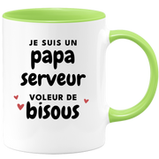 quotedazur - Mug Je Suis Un Papa Serveur Voleur De Bisous - Cadeau Fête Des Pères Original - Idée Cadeau Pour Anniversaire Papa - Cadeau Pour Futur Papa Naissance