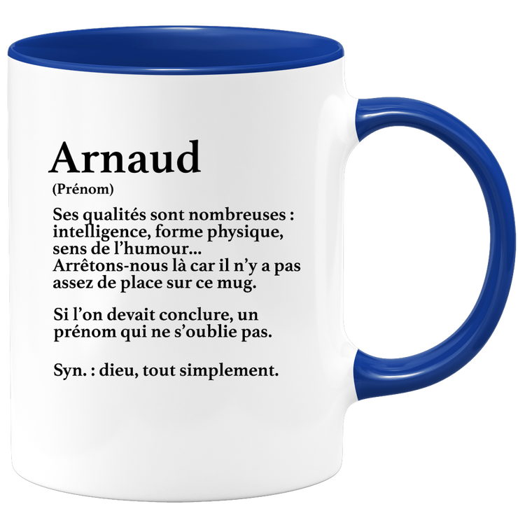 quotedazur - Mug Définition Prénom Arnaud Dieu Tout Simplement - Cadeau Humour Prénom - Idée Cadeau Famille Saint Valentin - Tasse Prénom Arnaud