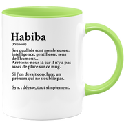 quotedazur - Mug Définition Prénom Habiba Déesse Tout Simplement - Cadeau Humour Prénom - Idée Cadeau Famille Saint Valentin - Tasse Prénom Habiba - Idéal Pour Noël Au Bureau