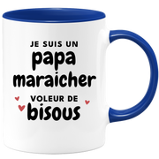 quotedazur - Mug Je Suis Un Papa Maraicher Voleur De Bisous - Cadeau Fête Des Pères Original - Idée Cadeau Pour Anniversaire Papa - Cadeau Pour Futur Papa Naissance