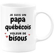 quotedazur - Mug Je Suis Un Papa Québécois Voleur De Bisous - Cadeau Fête Des Pères Original - Idée Cadeau Pour Anniversaire Papa - Cadeau Pour Futur Papa Naissance