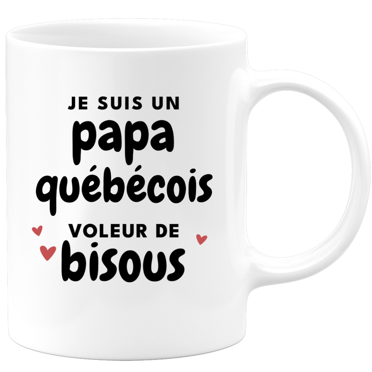 quotedazur - Mug Je Suis Un Papa Québécois Voleur De Bisous - Cadeau Fête Des Pères Original - Idée Cadeau Pour Anniversaire Papa - Cadeau Pour Futur Papa Naissance