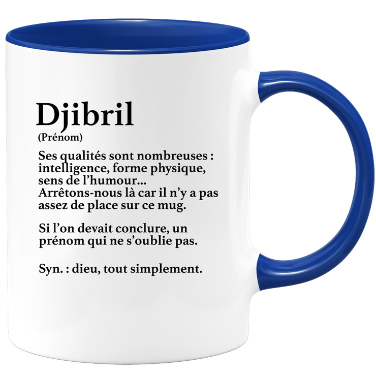quotedazur - Mug Définition Prénom Djibril Dieu Tout Simplement - Cadeau Humour Prénom - Idée Cadeau Famille Saint Valentin - Tasse Prénom Djibril