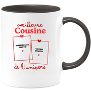 Mug Meilleure Cousine de l'univers - Mug personnalisé avec 2 photos famille