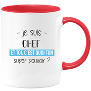 quotedazur - Mug Je Suis Chef Et Toi C'est Quoi Ton Super Pouvoir - Cadeau Humour Travail - Idée Cadeau Départ Collègue - Tasse Chef Chef - Idéal Pour Noël Au Bureau