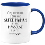 quotedazur - Mug Super Maman Et Masseuse A La Fois Mais Je Gère - Tasse Cadeau Maman Fête Des Mères Anniversaire - Cadeau Pour Jeune Ou Future Maman Suite À Une Naissance