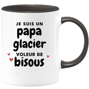 quotedazur - Mug Je Suis Un Papa Glacier Voleur De Bisous - Cadeau Fête Des Pères Original - Idée Cadeau Pour Anniversaire Papa - Cadeau Pour Futur Papa Naissance