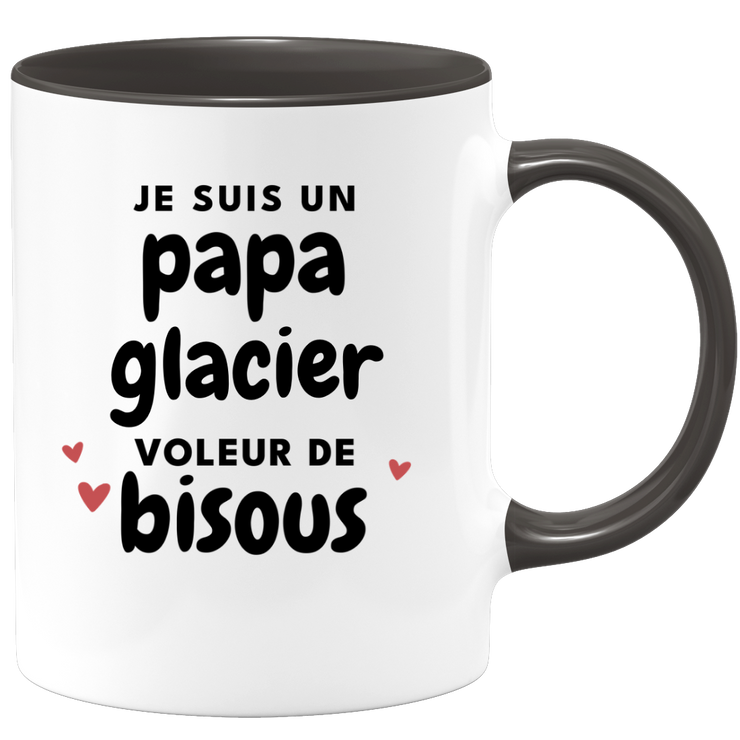 quotedazur - Mug Je Suis Un Papa Glacier Voleur De Bisous - Cadeau Fête Des Pères Original - Idée Cadeau Pour Anniversaire Papa - Cadeau Pour Futur Papa Naissance