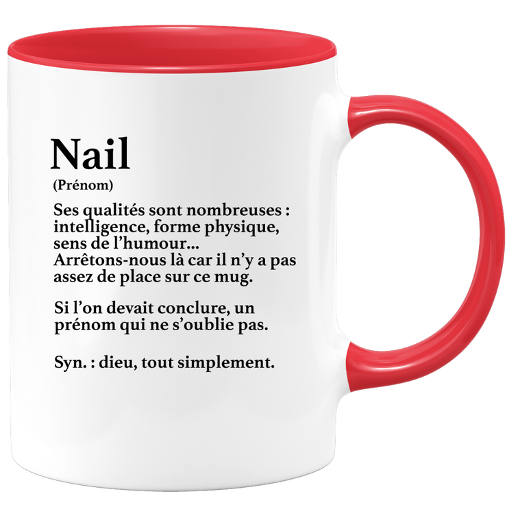 quotedazur - Mug Définition Prénom Nail Dieu Tout Simplement - Cadeau Humour Prénom - Idée Cadeau Famille Saint Valentin - Tasse Prénom Nail