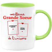 Mug Meilleure Grande Soeur de l'univers - Mug personnalisé avec 2 photos famille