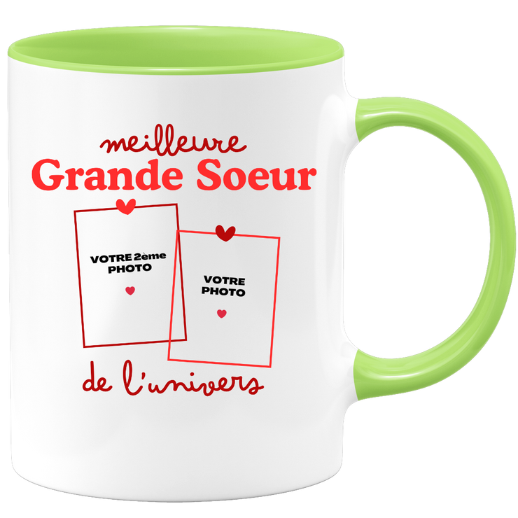 Mug Meilleure Grande Soeur de l'univers - Mug personnalisé avec 2 photos famille