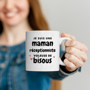 quotedazur - Mug I'm A Receptionist Mum Who Steals Kisses - Original Mother's Day Gift - Gift Idea For Mum Birthday - Gift For Future Mum Birth