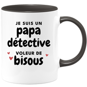 quotedazur - Mug Je Suis Un Papa Détective Voleur De Bisous - Cadeau Fête Des Pères Original - Idée Cadeau Pour Anniversaire Papa - Cadeau Pour Futur Papa Naissance