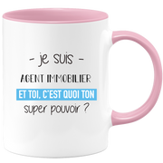 quotedazur - Mug Je Suis Agent immobilier Et Toi C'est Quoi Ton Super Pouvoir - Cadeau Humour Travail - Idée Cadeau Départ Collègue - Tasse Chef Agent immobilier - Idéal Pour Noël Au Bureau