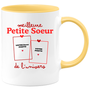Mug Meilleure Petite Soeur de l'univers - Mug personnalisé avec 2 photos famille