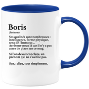 quotedazur - Mug Définition Prénom Boris Dieu Tout Simplement - Cadeau Humour Prénom - Idée Cadeau Famille Saint Valentin - Tasse Prénom Boris