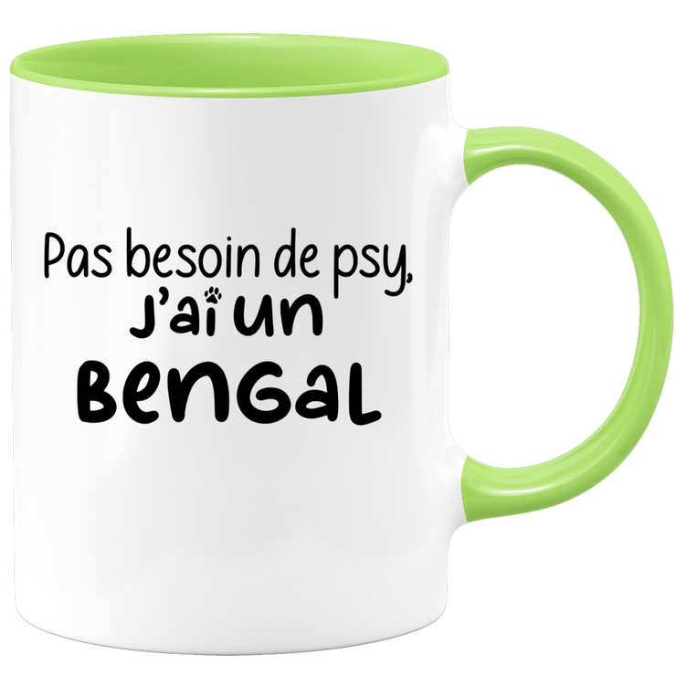 quotedazur - Mug Pas Besoin De Psy J'ai Un Bengal - Cadeau Humour Chat - Tasse Originale Animaux Cadeau Noël Anniversaire