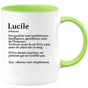 quotedazur - Mug Définition Prénom Lucile Déesse Tout Simplement - Cadeau Humour Prénom - Idée Cadeau Famille Saint Valentin - Tasse Prénom Lucile - Idéal Pour Noël Au Bureau
