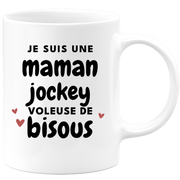 quotedazur - Mug Je Suis Une Maman Jockey Voleuse De Bisous - Cadeau Fête Des Mères Original - Idée Cadeau Pour Anniversaire Maman - Cadeau Pour Future Maman Naissance