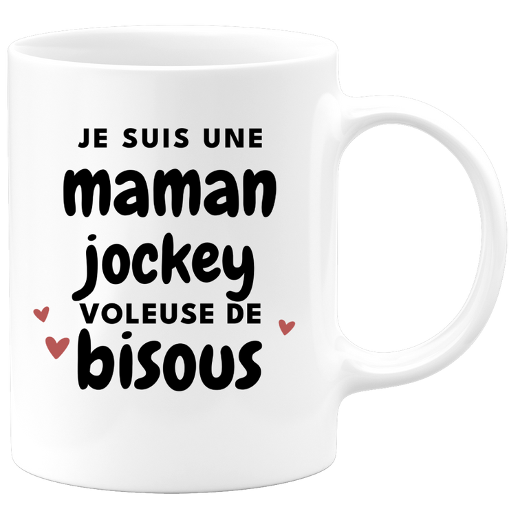 quotedazur - Mug Je Suis Une Maman Jockey Voleuse De Bisous - Cadeau Fête Des Mères Original - Idée Cadeau Pour Anniversaire Maman - Cadeau Pour Future Maman Naissance