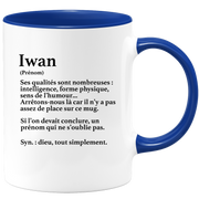 quotedazur - Mug Définition Prénom Iwan Dieu Tout Simplement - Cadeau Humour Prénom - Idée Cadeau Famille Saint Valentin - Tasse Prénom Iwan