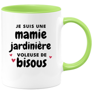 quotedazur - Mug Je Suis Une Mamie Jardinière Voleuse De Bisous - Cadeau Fête Des Grand Mères Original - Idée Cadeau Pour Anniversaire Mémé Jardinage - Cadeau Future Mamy Naissance